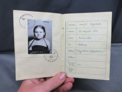 WWII GERMAN ARBEITSBUCH FUR AUSLANDER-FOREIGN WORKER’S ID BOOK