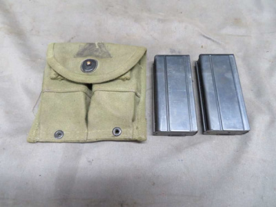 2 US MILITARY M1 CARBINE MAGAZINES W/ POUCH-INLAND & UNION HARDWARE