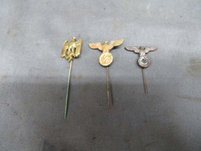 LOT OF 3 ORIGINAL WWII GERMAN EAGLE & SWASTIKA STICKPINS