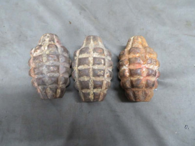LOT OF 3 US MILTARY MK 2 STYLE TRAINING GRENADE BODIES