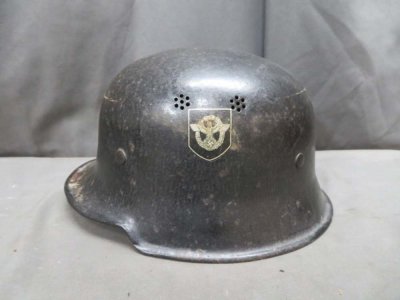 WWII GERMAN CIVIL POLICE MODEL 1934 HELMET-ORIGINAL-NICE DECALS