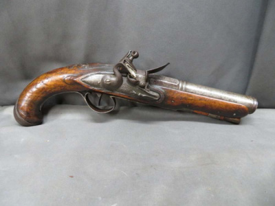 ANTIQUE EUROPEAN FLINTLOCK PISTOL W/ “DUCKBILL” ELLIPTICAL MUZZLE