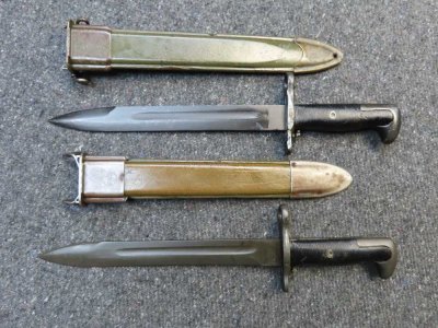 LOT OF (2) M1 GARAND BAYO’S W/ SCABBARDS-10"-NICE BLADES