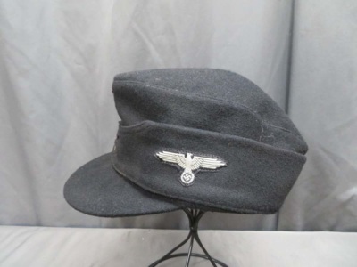 REPRODUCTION WWII GERMAN WAFFEN SS M43 FIELD CAP W/ ORIGINAL EAGLE INSIGNIA